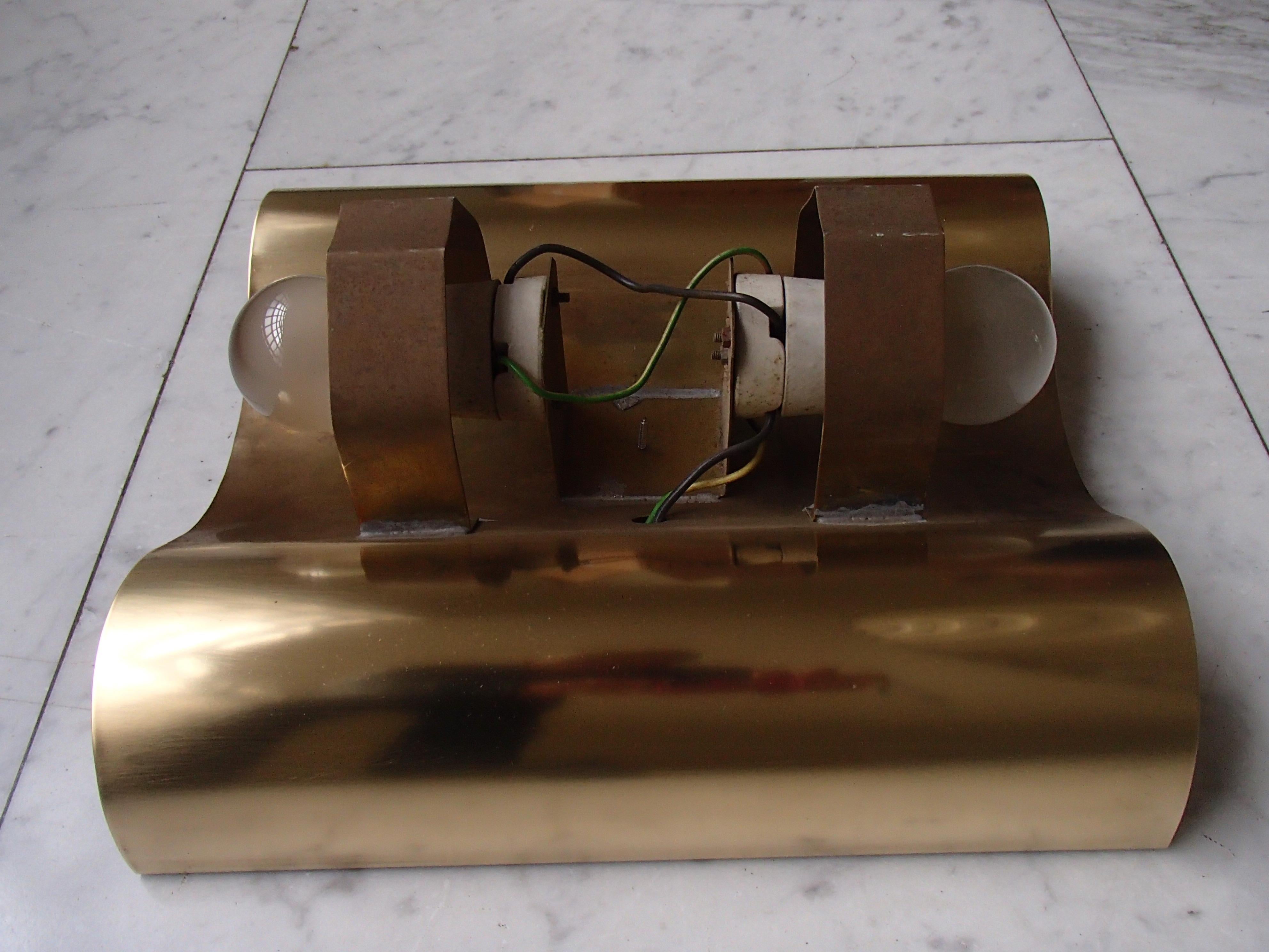 Hughe Pair Brass Mid-Century Modern Wall Lights Scones with 2 Bulbs  9