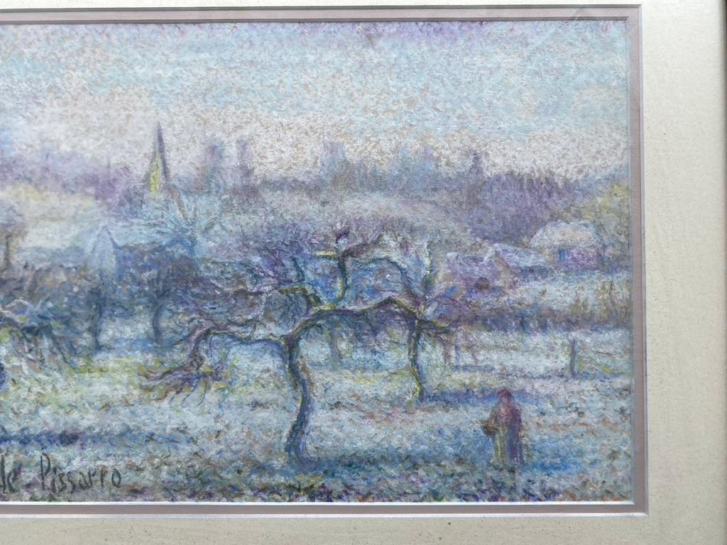 Hand-Painted Hughes Claude Pissarro, French, Pastel on Card of 