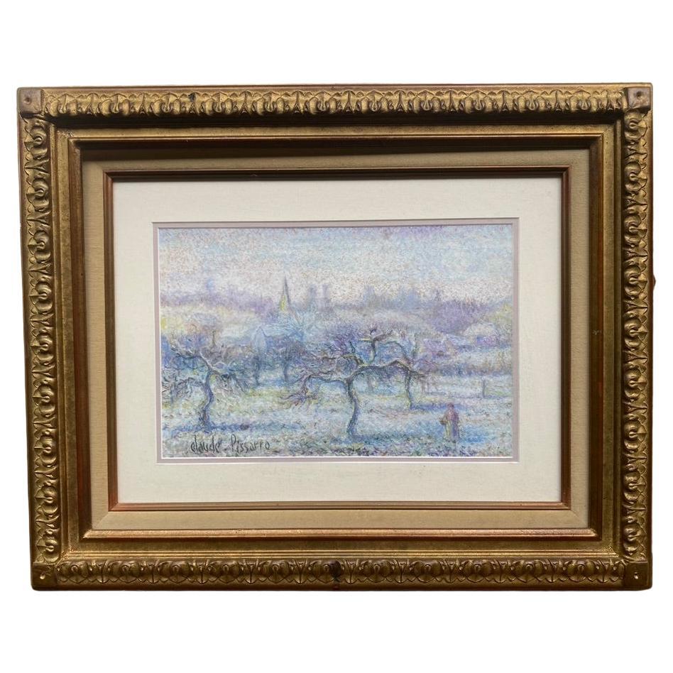 Hughes Claude Pissarro, French, Pastel on Card of "Blue Trees" For Sale