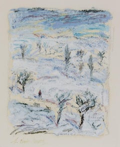 Promenade dans la Neige by Hugues Pissarro dit Pomié - Contemporary mixed media