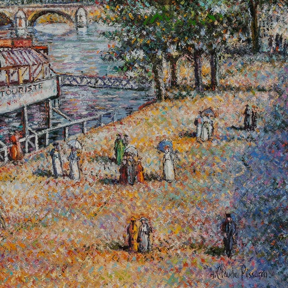 Bateau mouche sur la Seine - Painting by Hughes Claude Pissarro