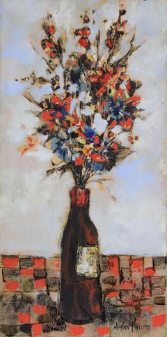 Retro Bouquet by Hugues Pissarro dit Pomié - Contemporary still life painting