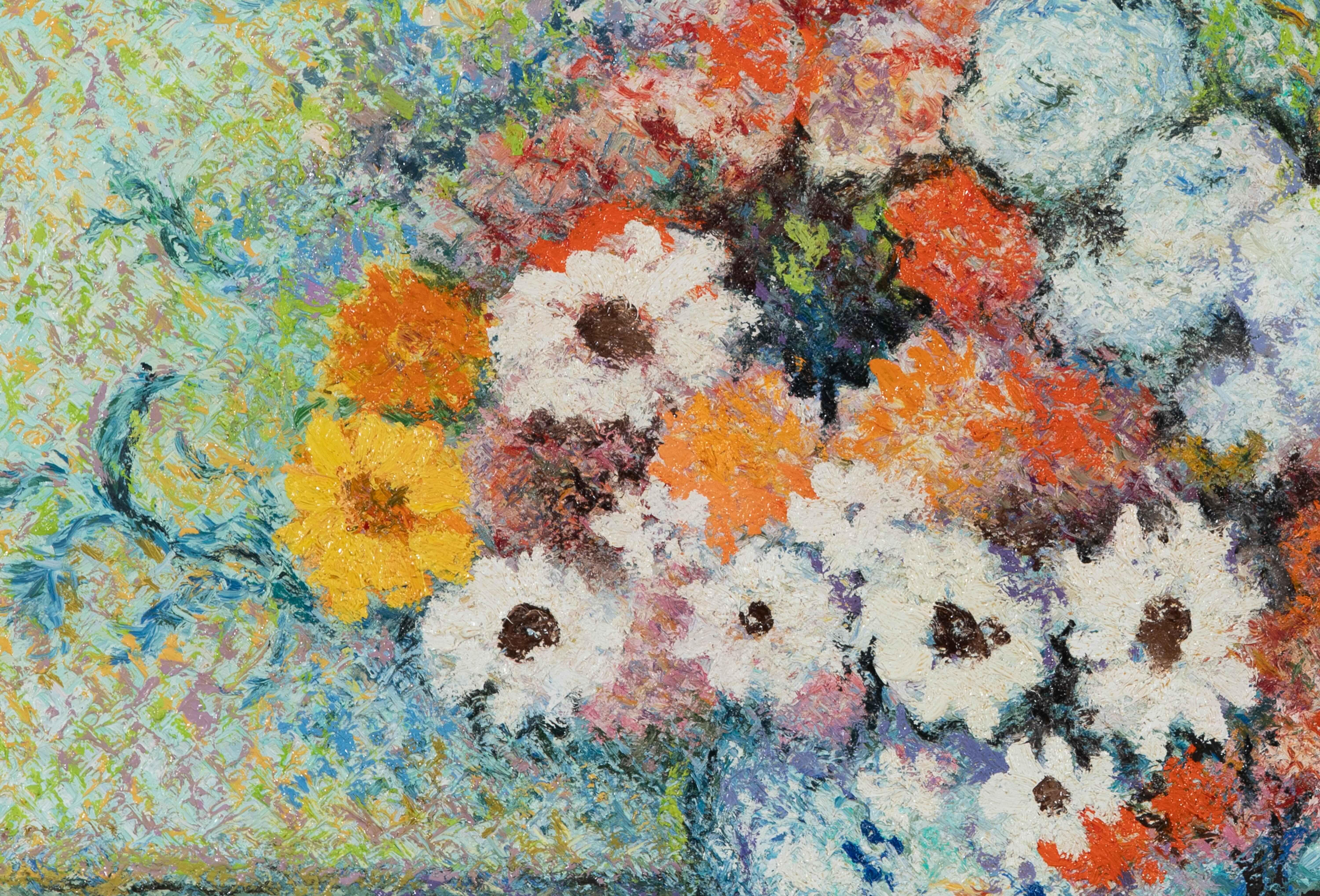 Ramo de rosas de H. Claude Pissarro - Naturaleza muerta, Pintura al óleo - Painting Posimpresionista de Hughes Claude Pissarro