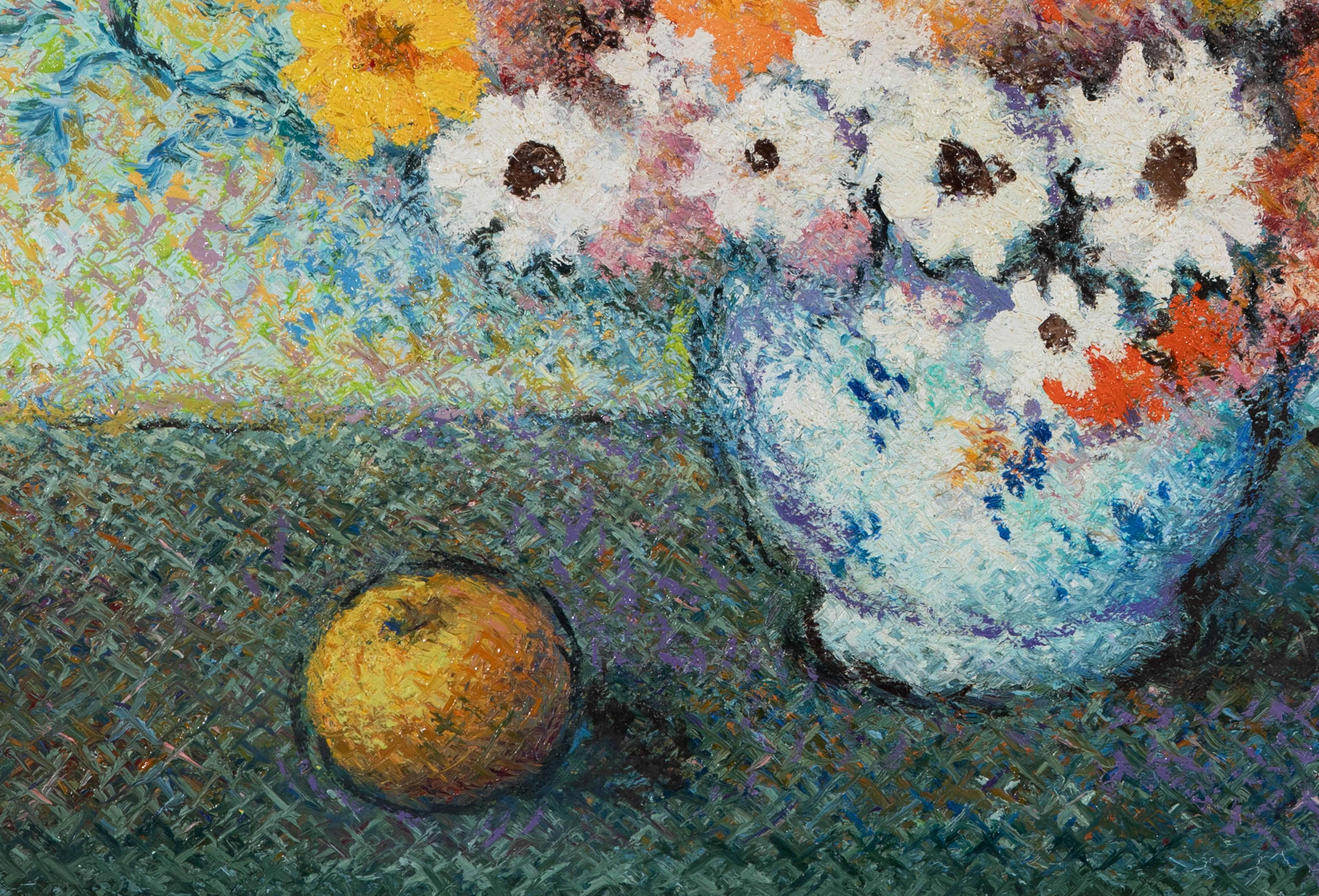 Ramo de rosas de H. Claude Pissarro - Naturaleza muerta, Pintura al óleo - Still-Life Painting Marrón de Hughes Claude Pissarro