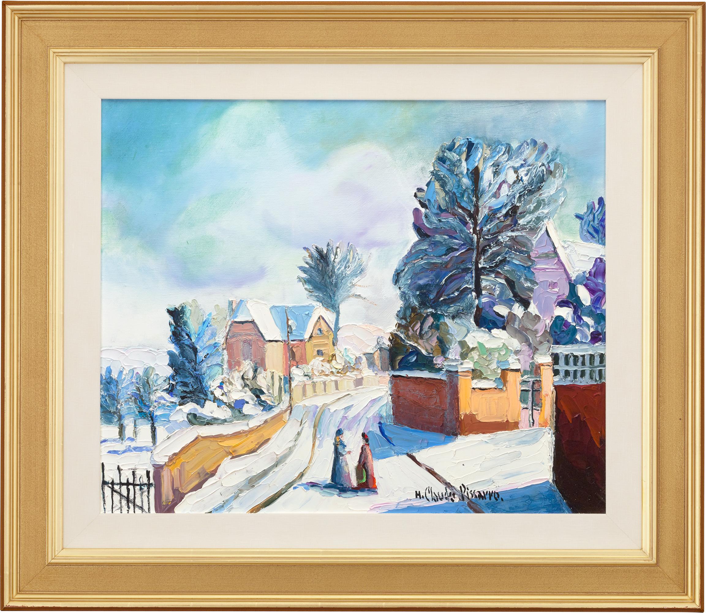 Cantepie sous la neige de H. Claude Pissarro - Painting de Hughes Claude Pissarro