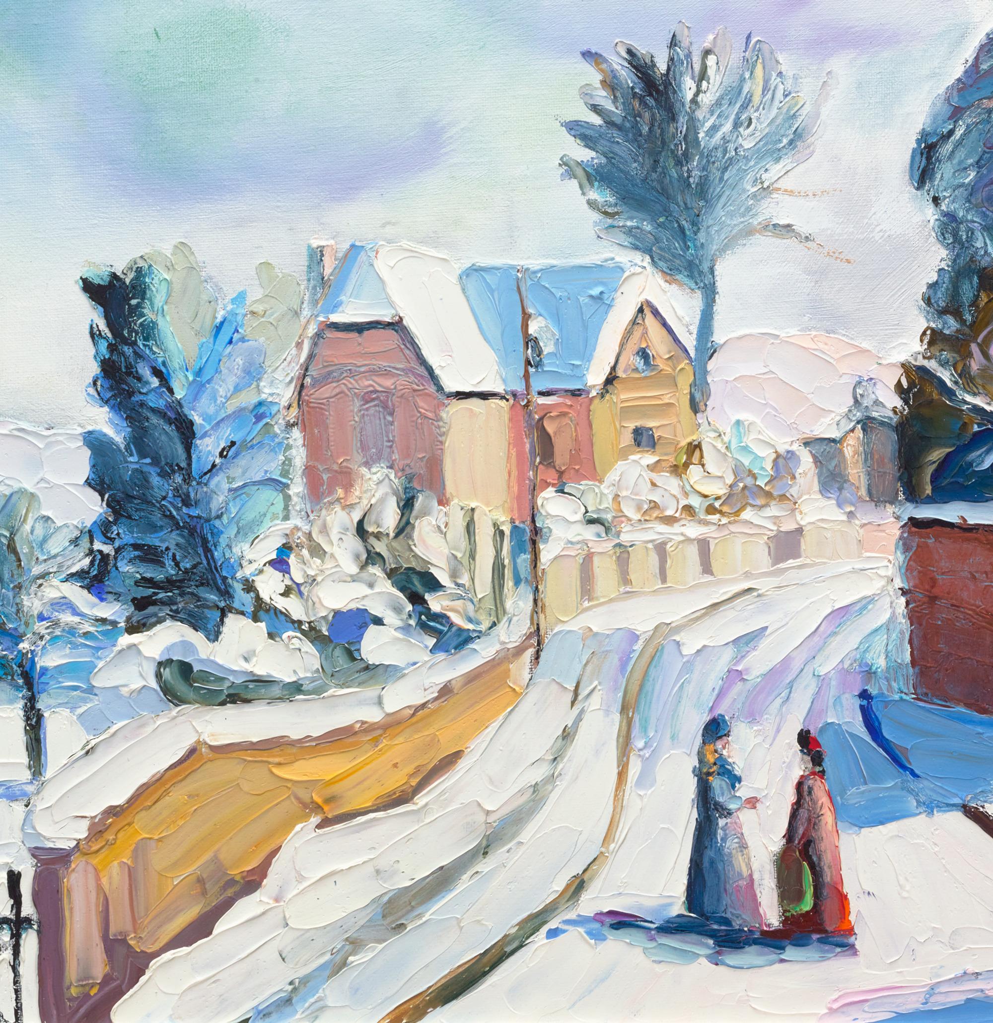 Cantepie sous la neige de H. Claude Pissarro - Post-impressionnisme Painting par Hughes Claude Pissarro