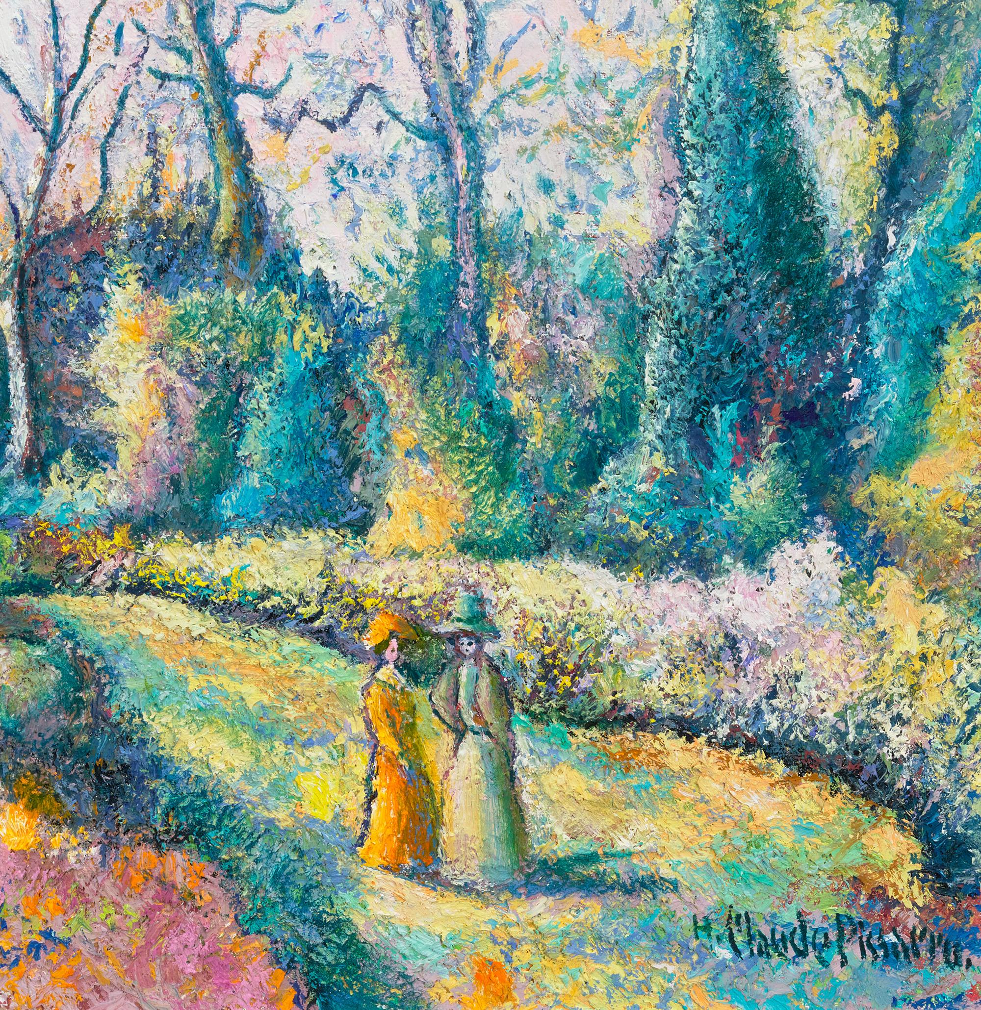 Ces dames au jardin de H. Claude Pissarro - Painting Posimpresionista de Hughes Claude Pissarro