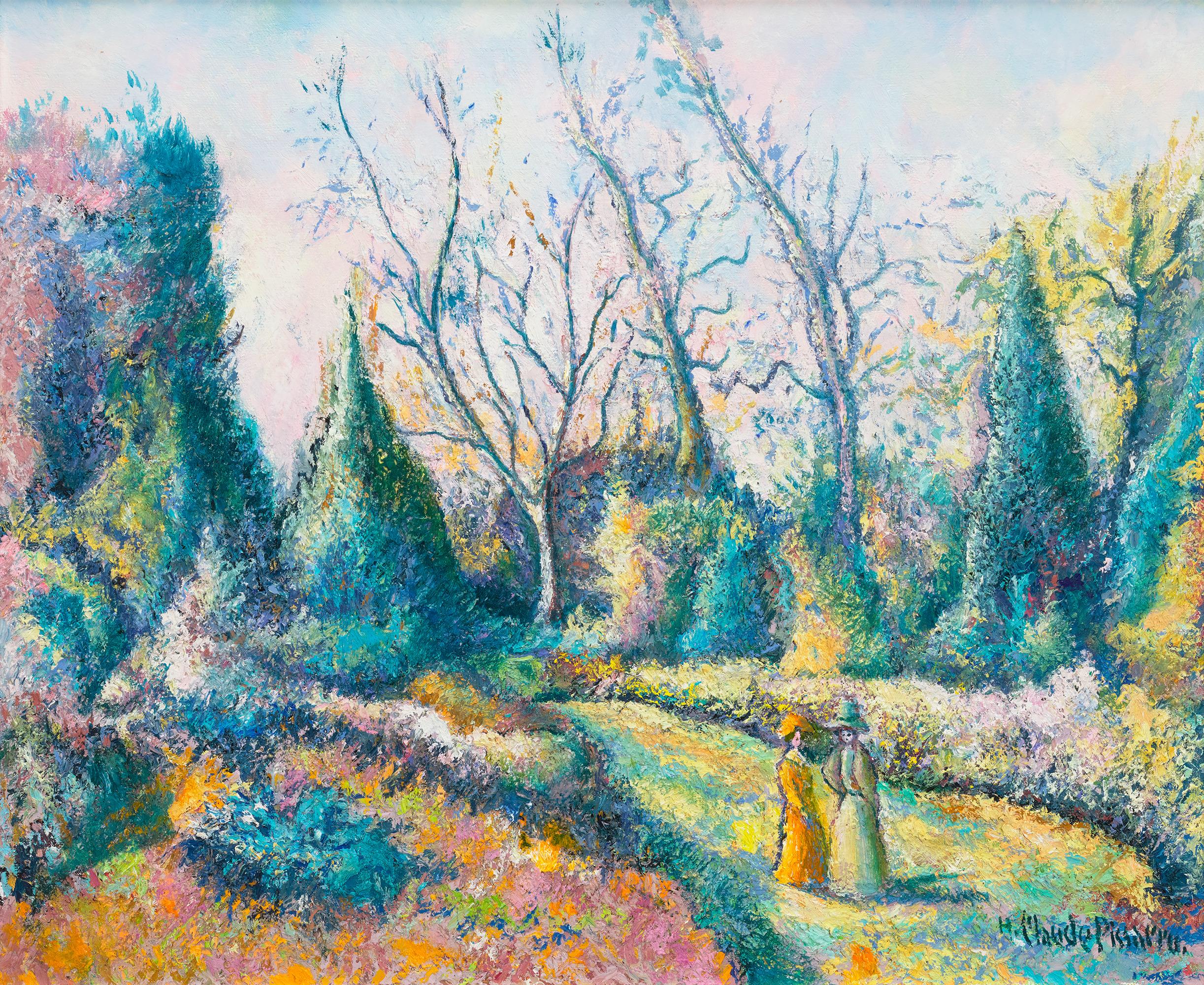 Landscape Painting de Hughes Claude Pissarro - Ces dames au jardin de H. Claude Pissarro