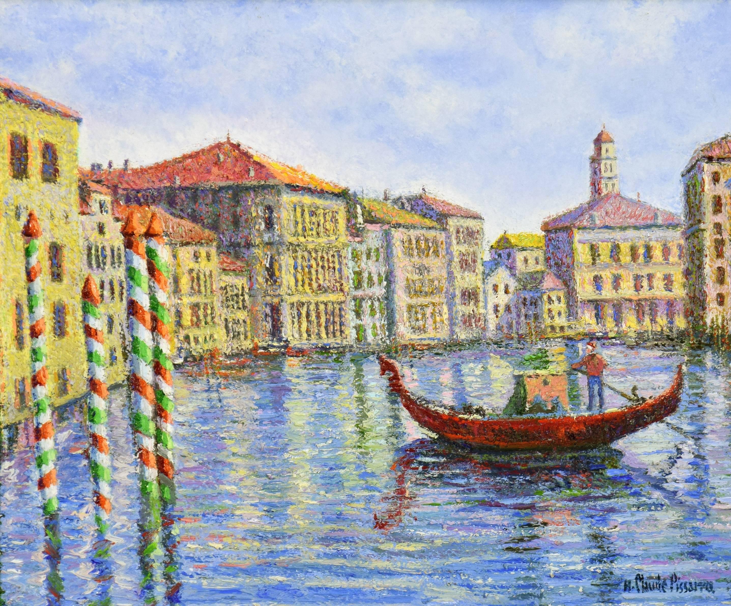 Figurative Painting Hughes Claude Pissarro - Crépuscule à Venise par H. CLAUDE PISSARRO - Peinture de style Post-Impressionniste