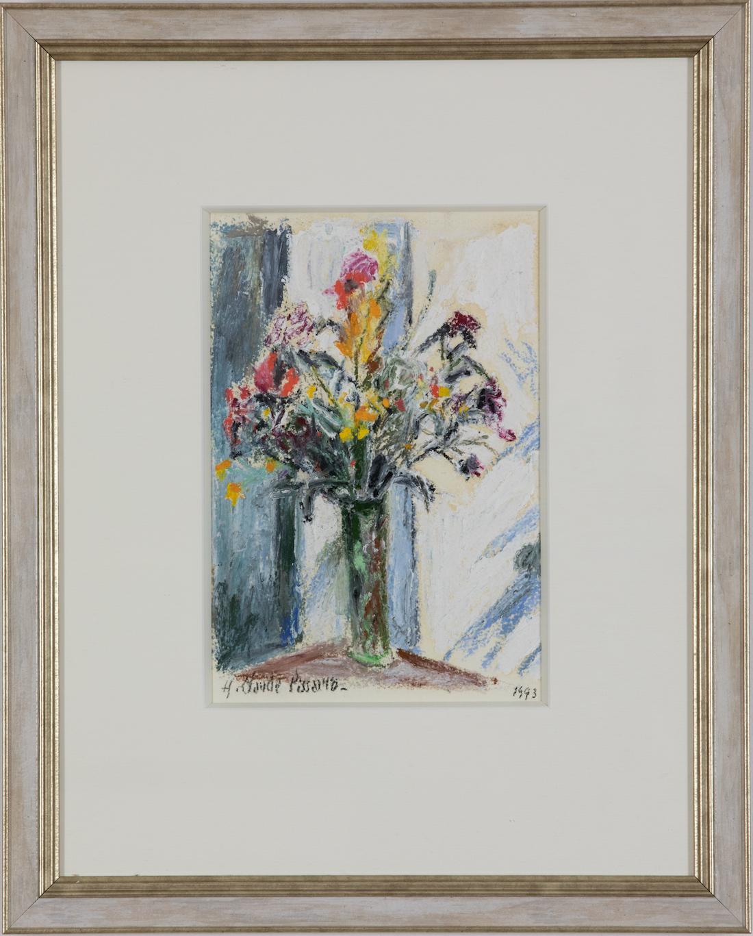 Fleurs von Hugues Pissarro dit Pomié - Zeitgenössische Blumenmalerei – Painting von Hughes Claude Pissarro