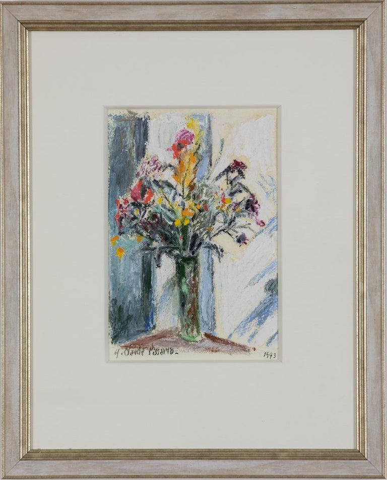 Fleurs by Hugues Pissarro dit Pomié - Contemporary flower painting - Painting by Hughes Claude Pissarro