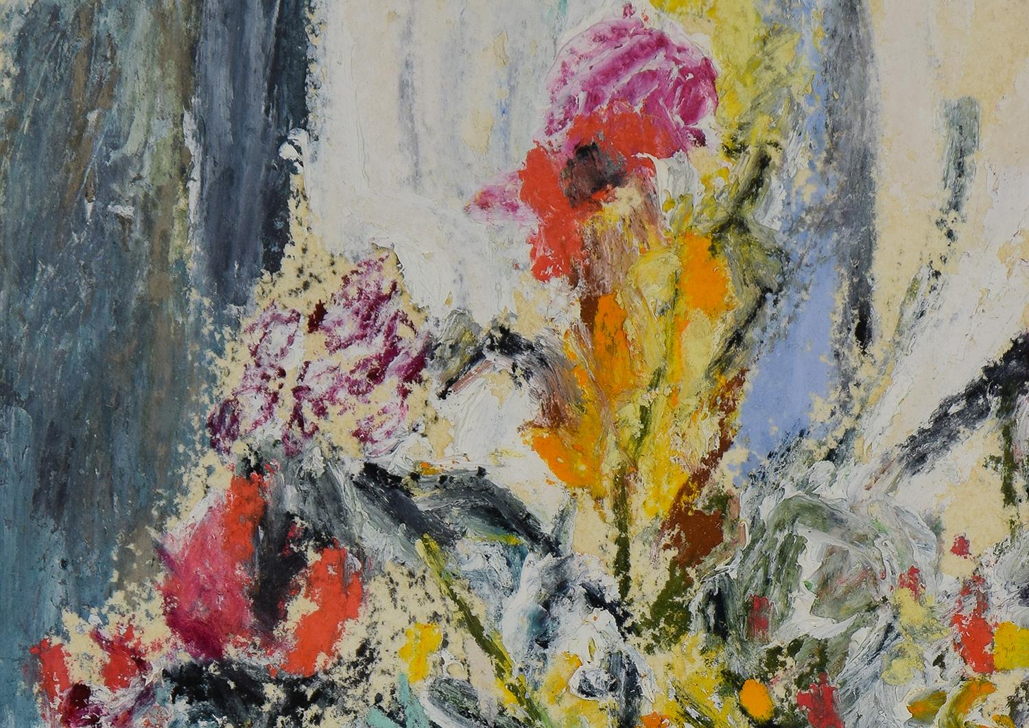 Fleurs von Hugues Pissarro dit Pomié (geb. 1935)
Öl und Pastell auf Karton
26,5 x 17,8 cm (10 ³/₈ x 7 Zoll)
Signiert unten links H. Claude Pissarro und datiert 1993 unten rechts

Dieses Werk wird von einem Echtheitszertifikat des Künstlers