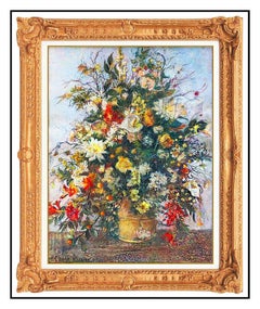 H Claude Pissarro Original Pastel Painting Floral Still Life Signed Framed Art