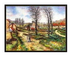 H. CLAUDE PISSARRO Original Pastel Painting Hand Signed French Landscape LARGE