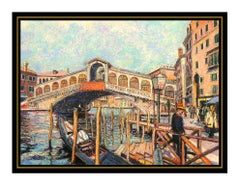 H. Claude Pissarro Original Pastel Painting Signed Italian Landscape Cityscape