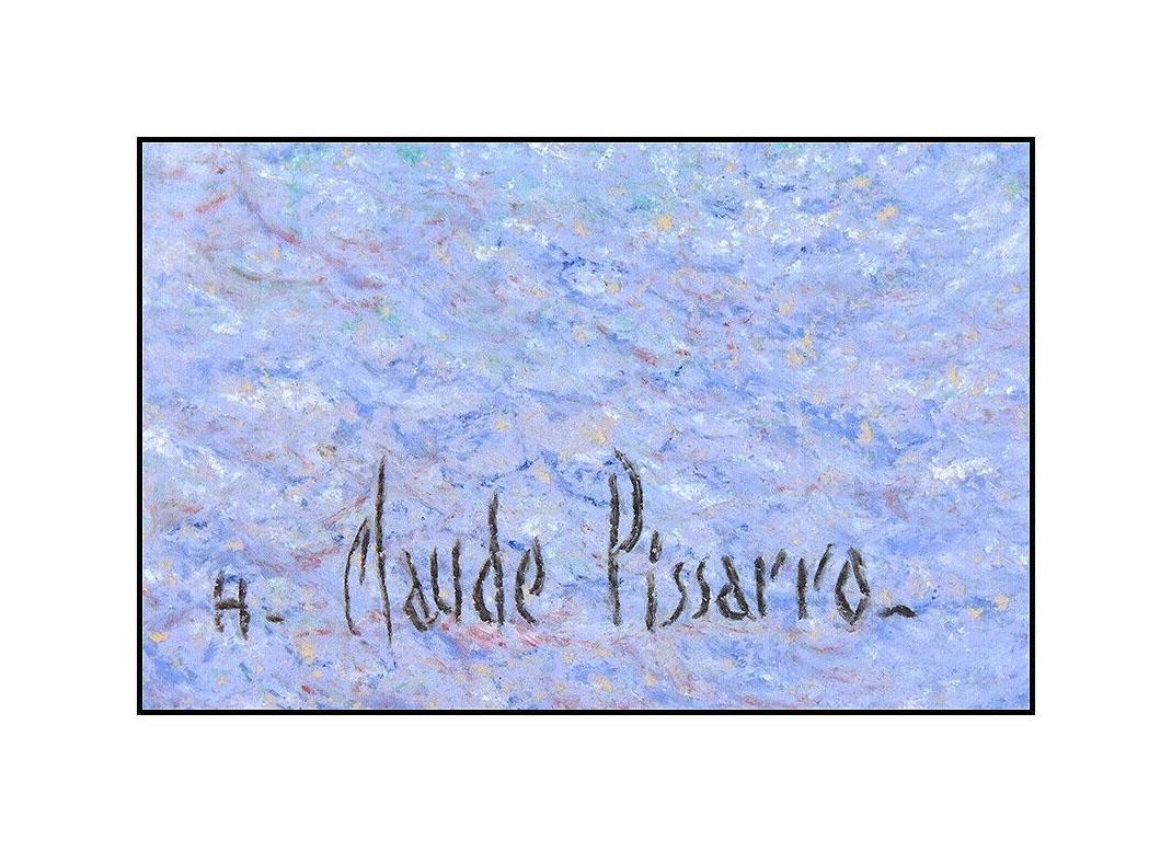 H Claude Pissarro Original Pastel Painting Signed Seascape Harbor Sailboat Art 1