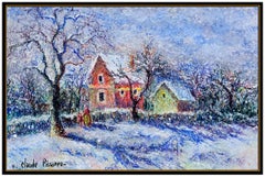 H. Claude Pissarro RARE Original Pastel Signed French Landscape Framed Painting
