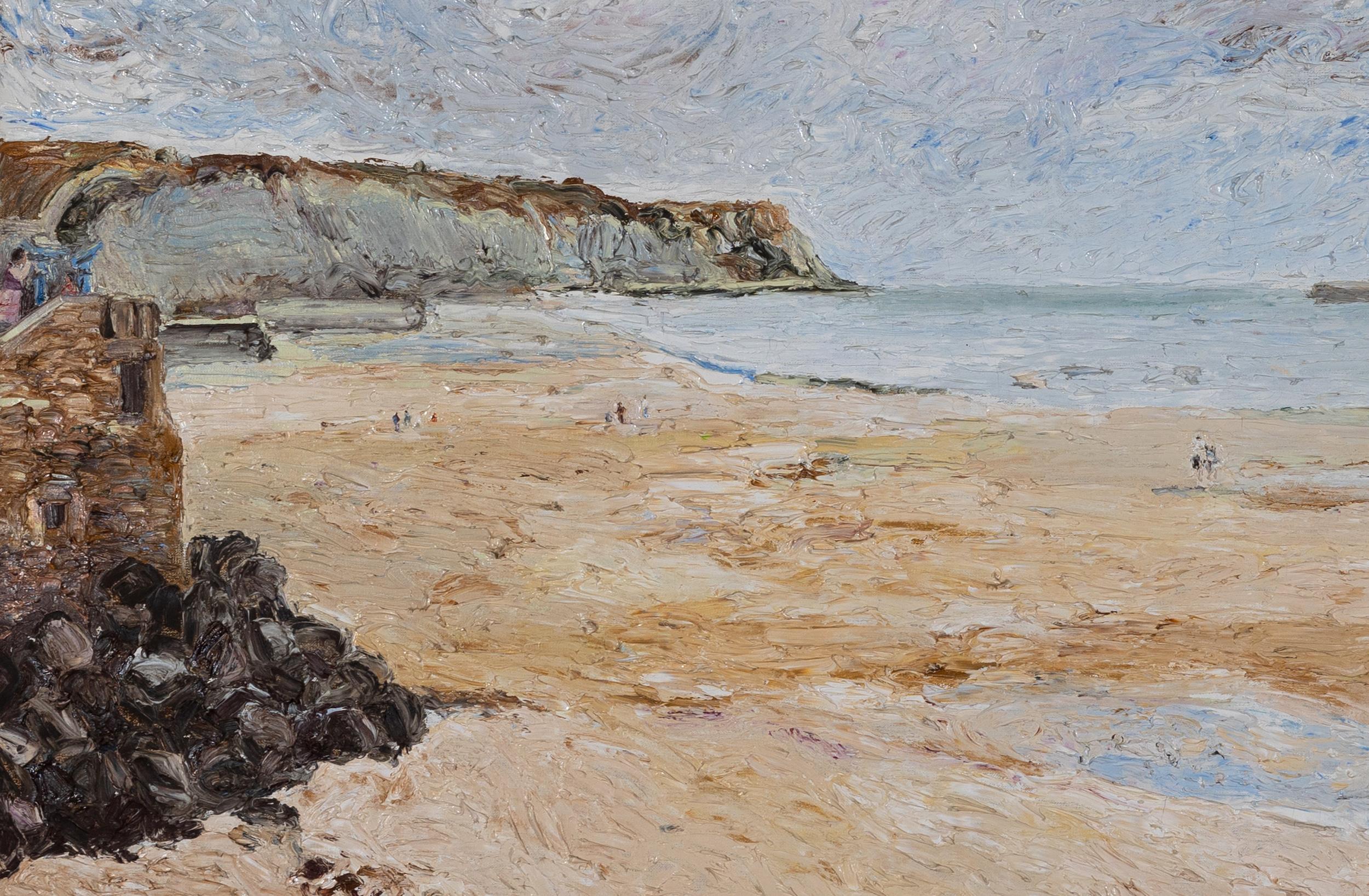 La Plage d'Arromanches von Hugues Pissarro dit Pomié - Landschaftsgemälde (Grau), Landscape Painting, von Hughes Claude Pissarro