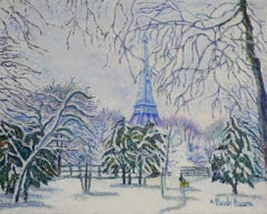 La Tour-Eiffel sous la neige (Paris) by H. Claude Pissarro - Oil Painting
