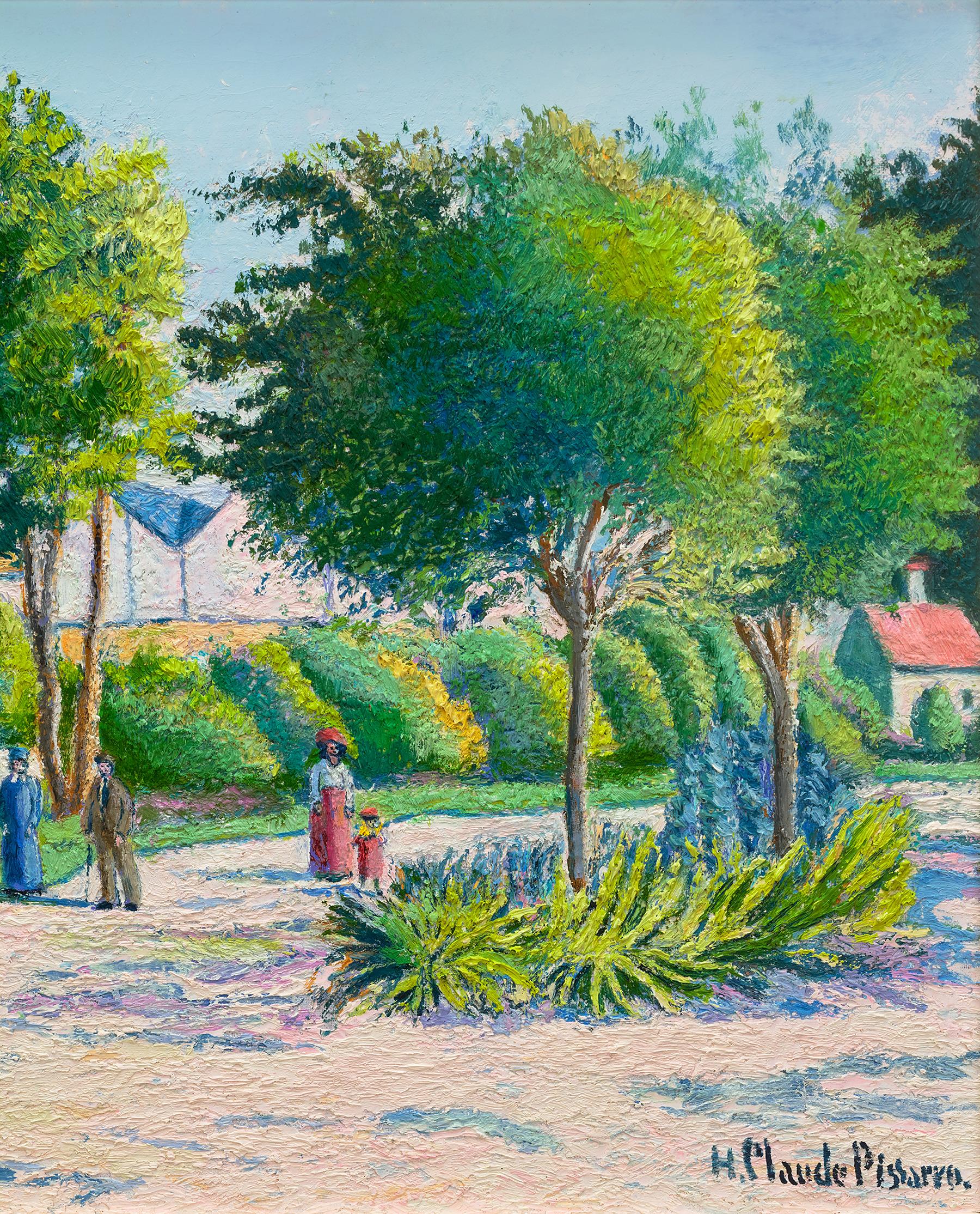 Le jardin municipal, Noisy-le-Sec by H. Claude Pissarro - Gray Landscape Painting by Hughes Claude Pissarro