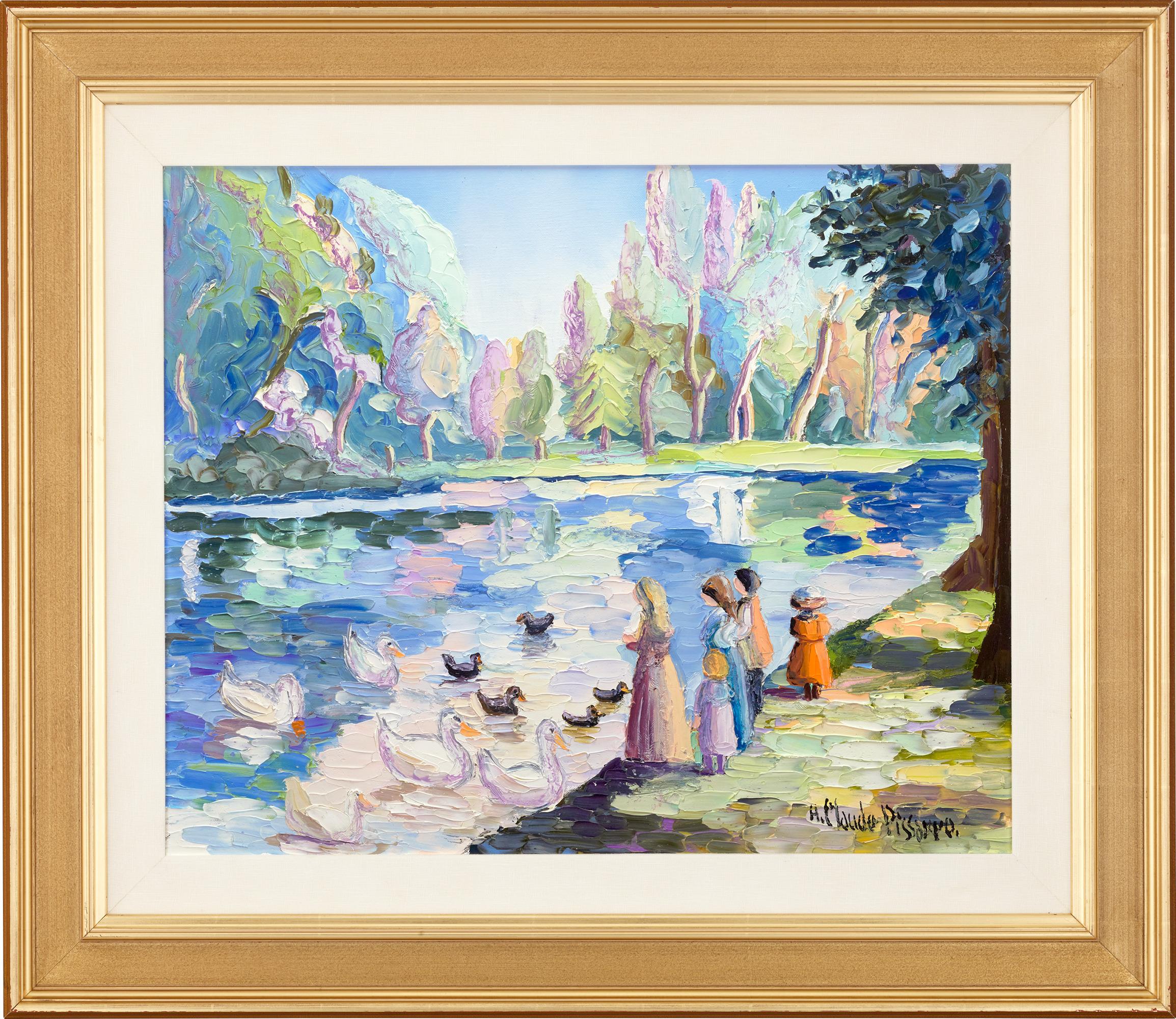 Le lac de Chambourcy par H. Claude Pissarro - Painting de Hughes Claude Pissarro