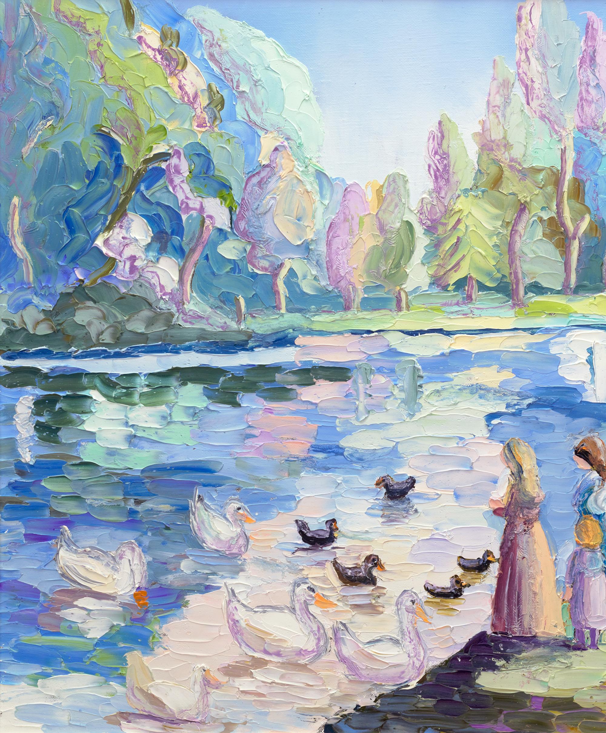 Le lac de Chambourcy par H. Claude Pissarro - Post-impressionnisme Painting par Hughes Claude Pissarro