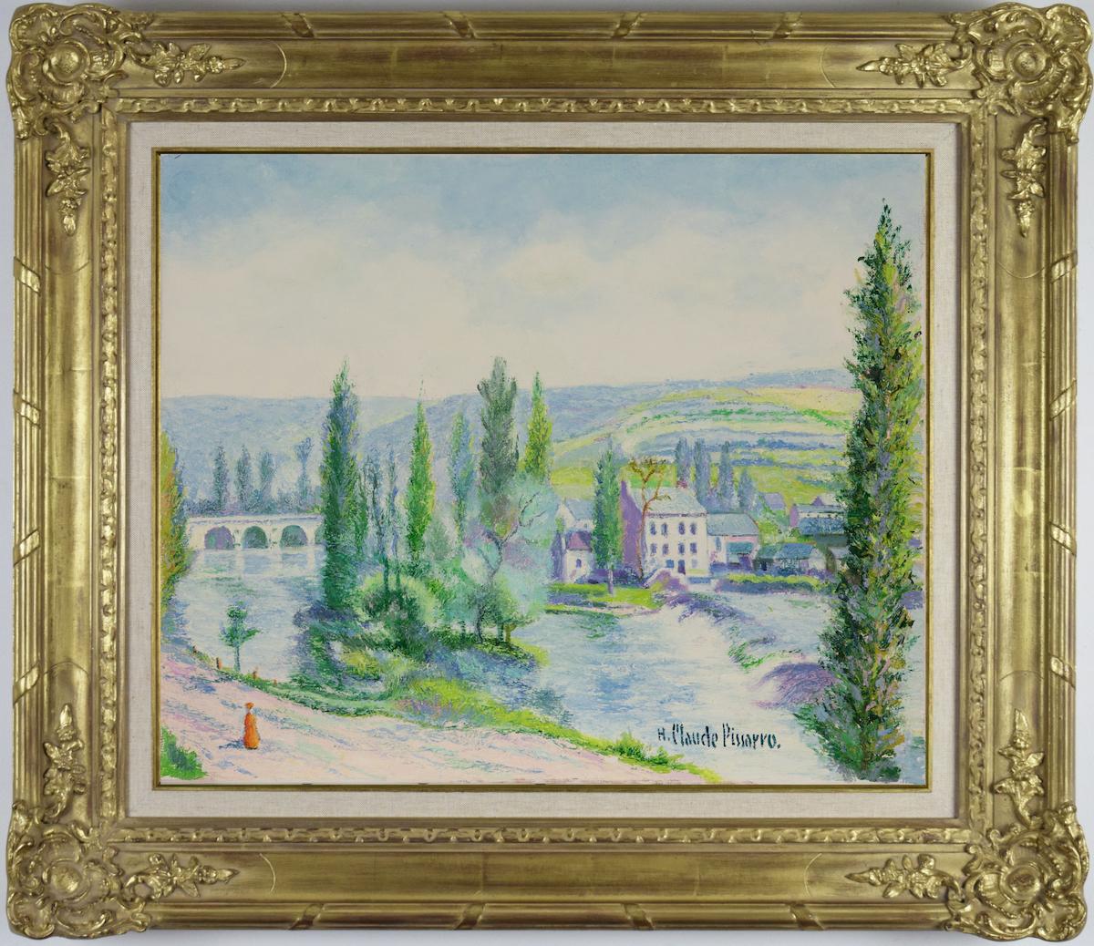 L'Orne au Pont de Vey by H. Claude Pissarro - Post-Impressionist style - Painting by Hughes Claude Pissarro