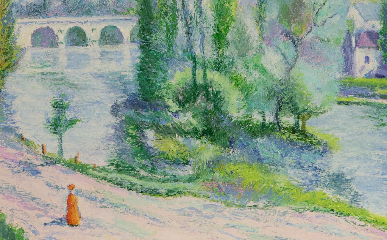 L'Orne au Pont de Vey von H. Claude Pissarro – Postimpressionistischer Stil des Postimpressionismus (Post-Impressionismus), Painting, von Hughes Claude Pissarro