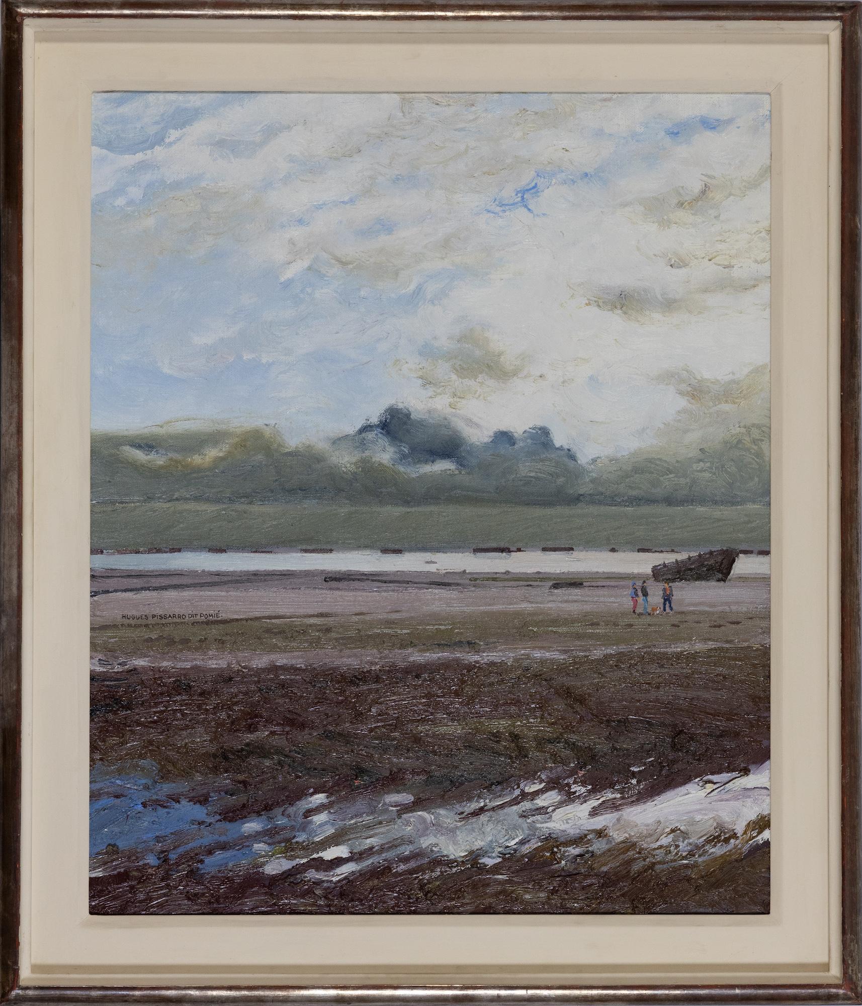 Marée Basse - Arromanches by Hugues Pissarro dit Pomié - Landscape painting - Painting by Hughes Claude Pissarro