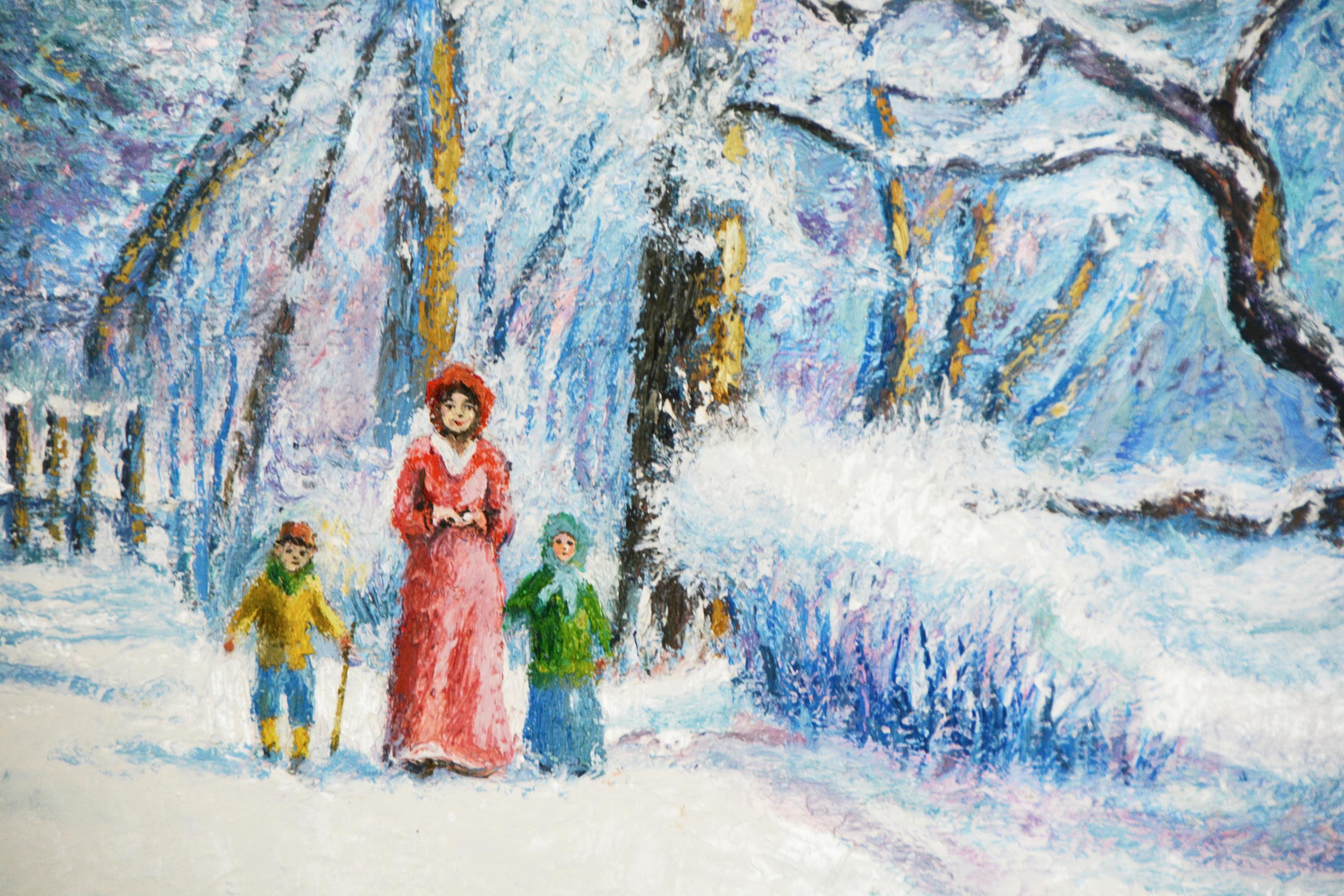 Neige au bois Boi  - Painting de Hughes Claude Pissarro