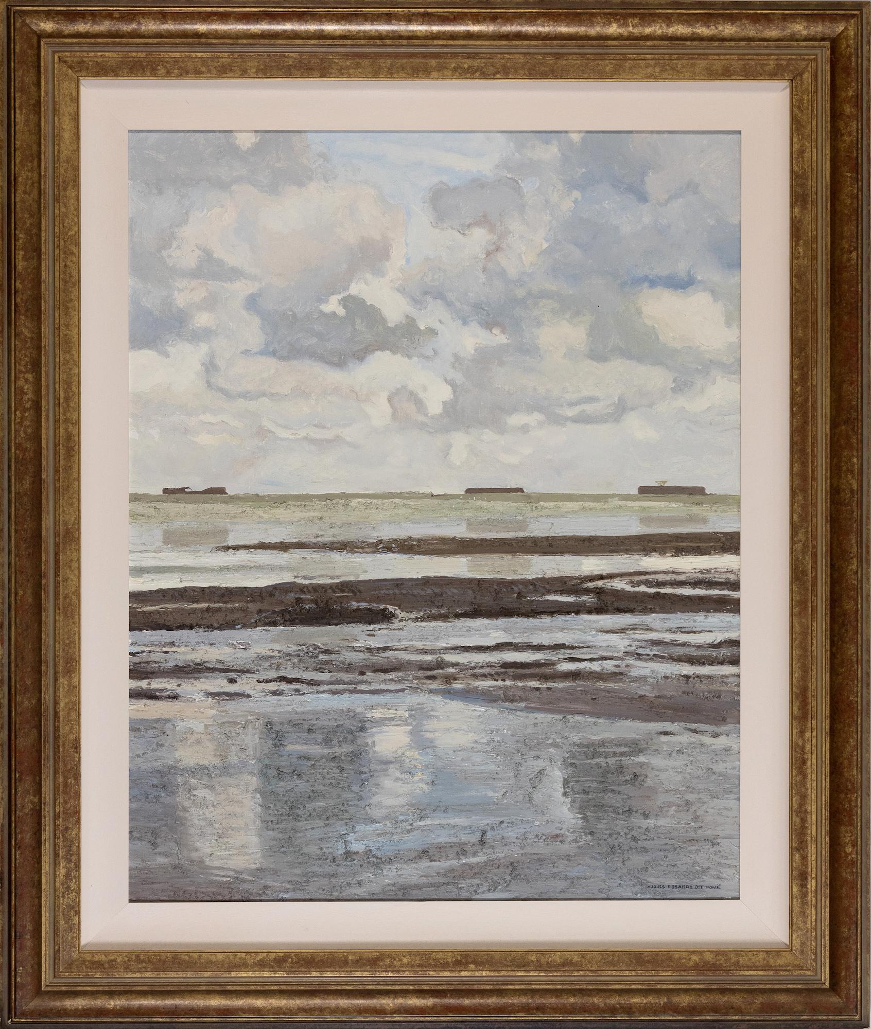 Petite Marine Grise by Hugues Pissarro dit Pomié - Oil painting, Landscape - Painting by Hughes Claude Pissarro