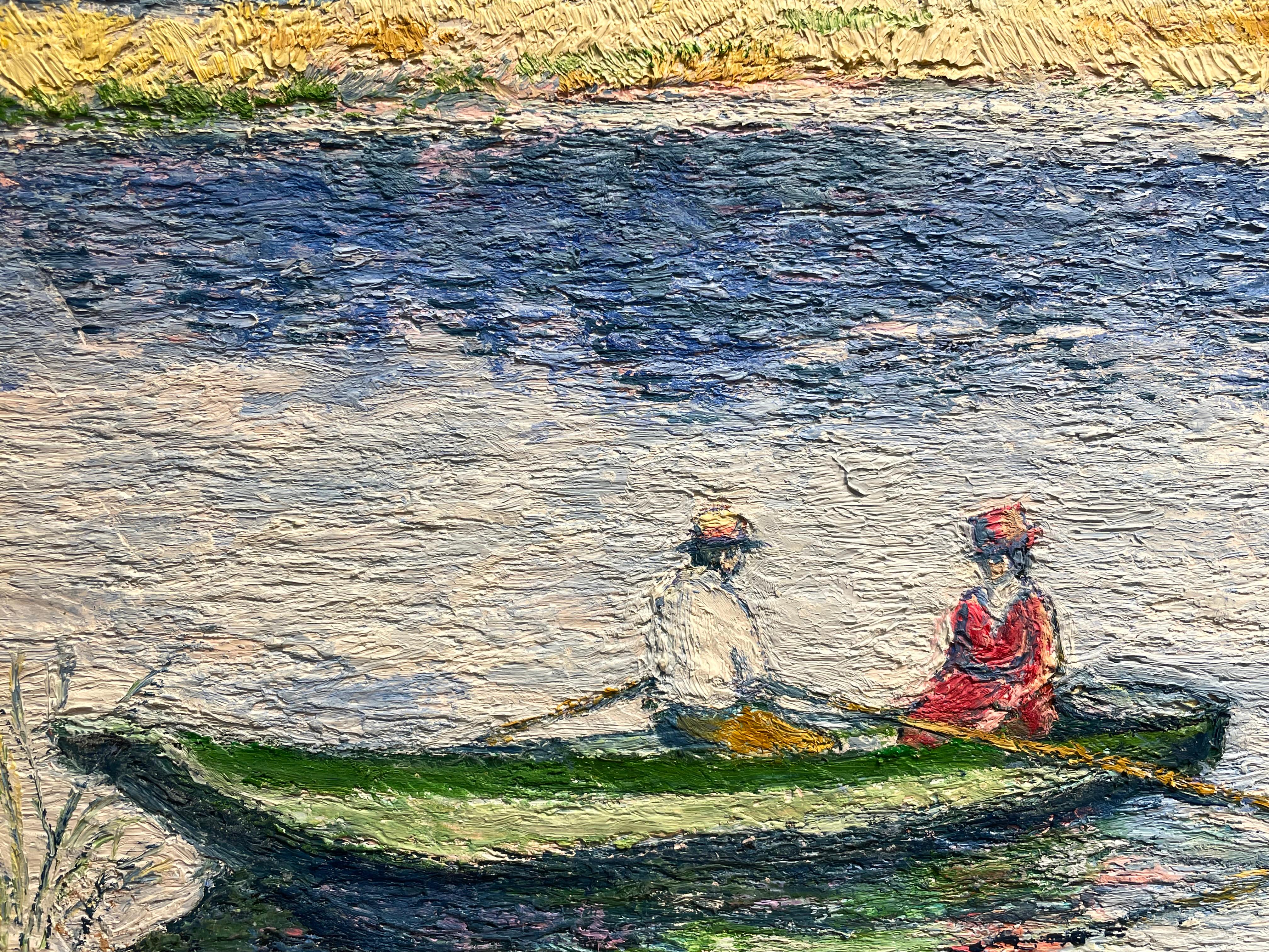 Promenade en barque (Nogent-sur-Seine)  - Painting by Hughes Claude Pissarro