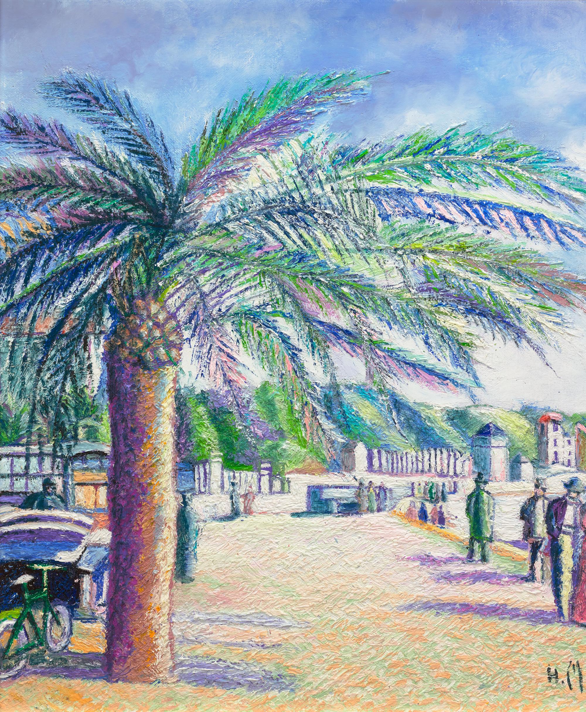 Promenade sur la plage de H. Claude Pissarro - Post-impressionnisme Painting par Hughes Claude Pissarro