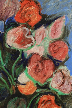 Still life flower painting Les Tulipes de Jean Pierre by Hugues Claude Pissarro