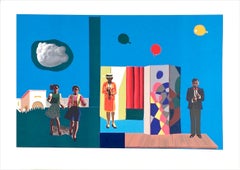 FUGUE Signed Lithograph, Figurative Collage, Musicians, Girls, Balloons