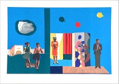 FUGUE Signed Lithograph, Figurative Collage, Musicians, Girls, Balloons