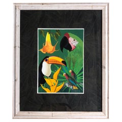 Hughs Tropical Modern Painting of Parrot Birds and Flowers