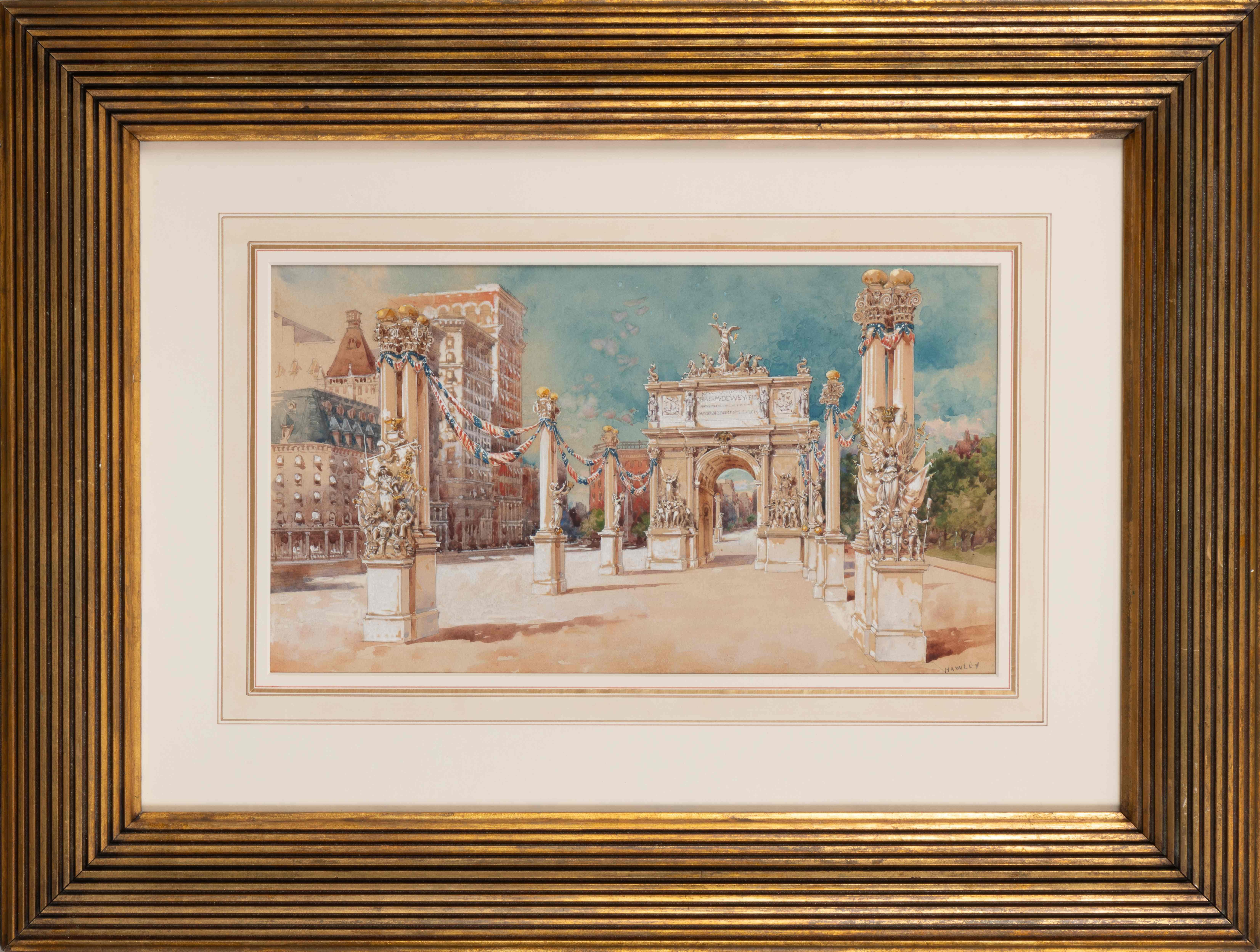 Arco di Dewey, Madison Square, New York - Painting di Hughson Hawley