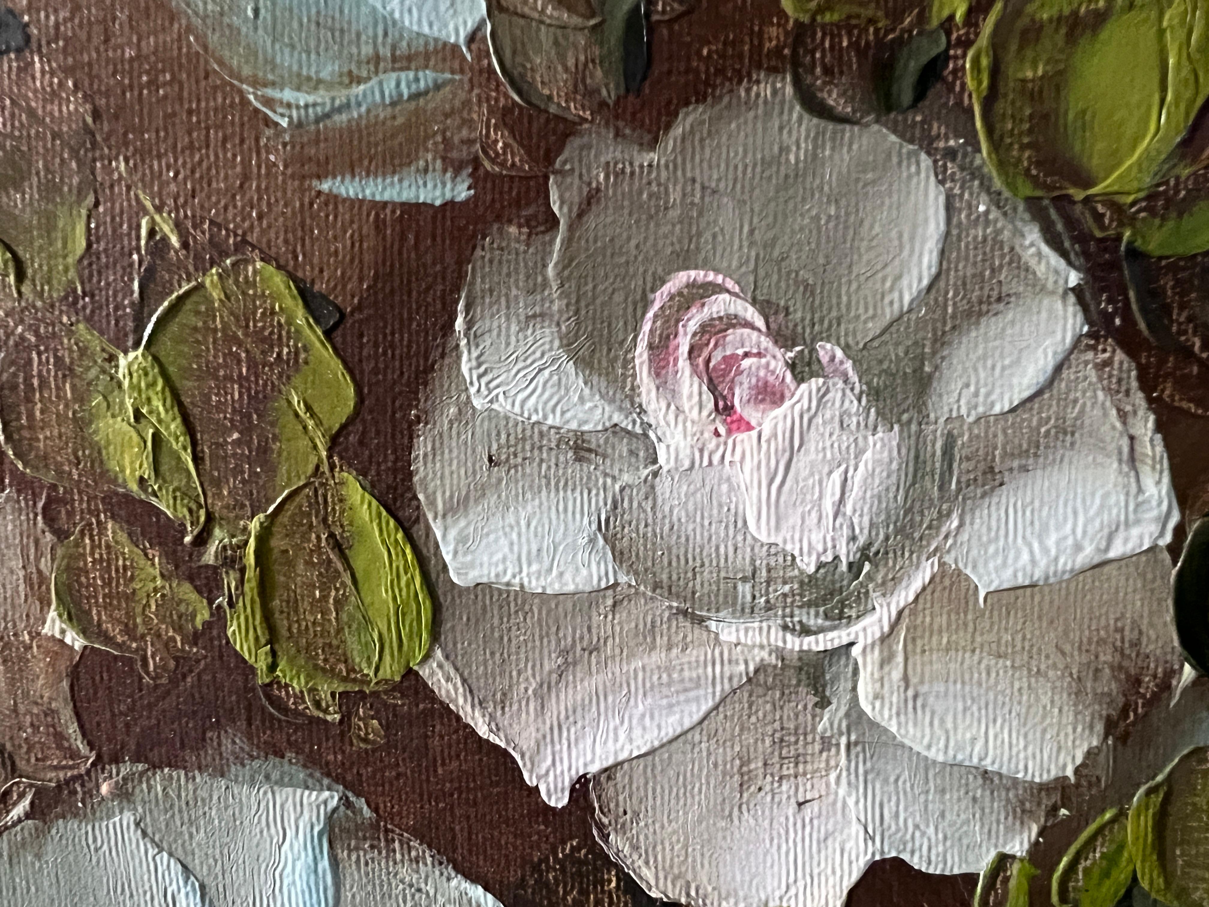 Artista Hugo Grande pittura ad olio su tela Natura morta, Fiori, Incorniciata 7
