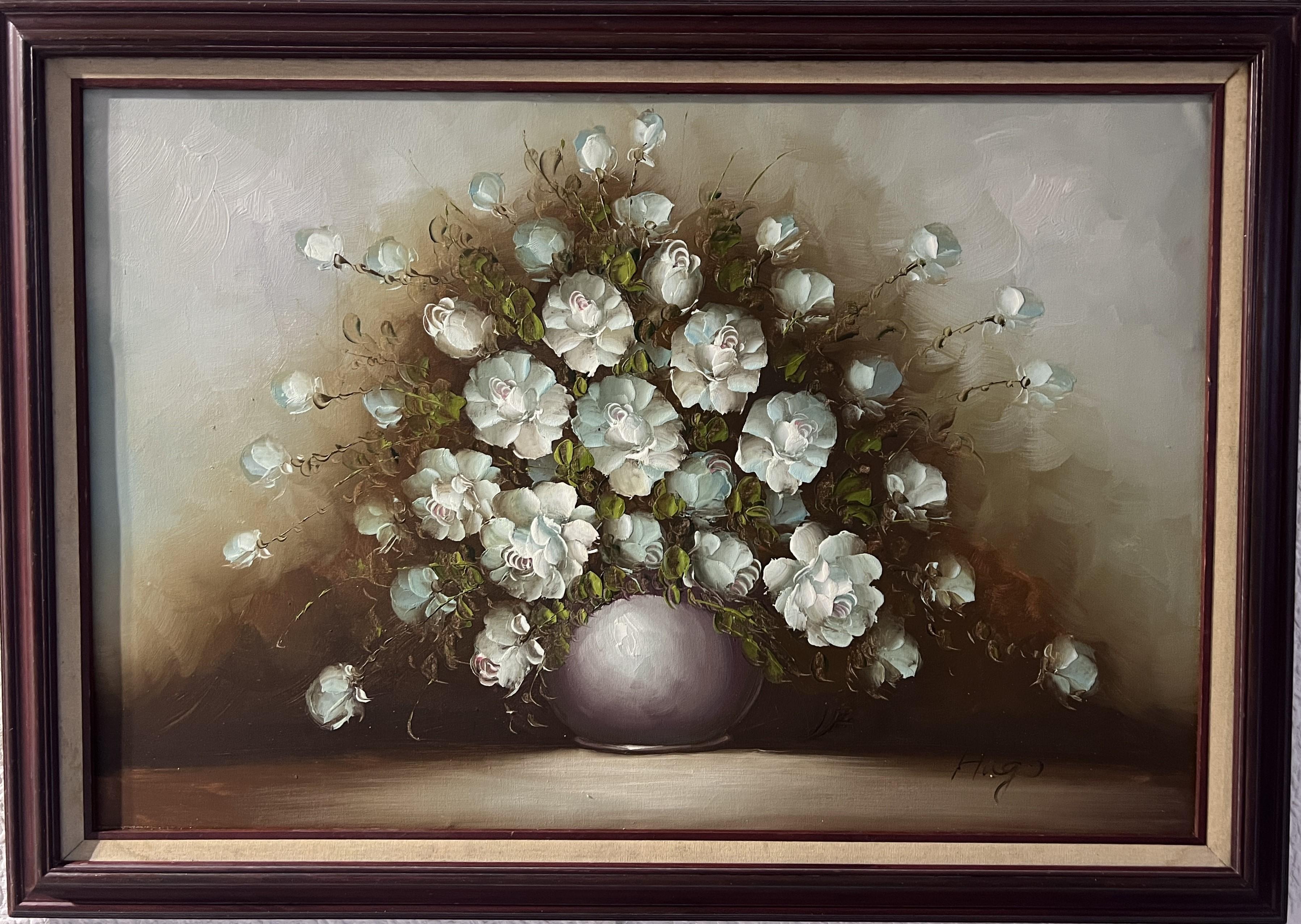 Si tratta di un incredibile dipinto a olio su tela di fiori firmato Still Life. 
 
Ben incorniciato. 
 
La cornice e il dipinto sono in buone condizioni. Si prega di vedere le foto - parte della descrizione. 
 
Firmato in basso a destra Hugo.
