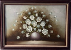 Artist Hugo Large Oil Painting on canvas Still life, Flowers, Framed