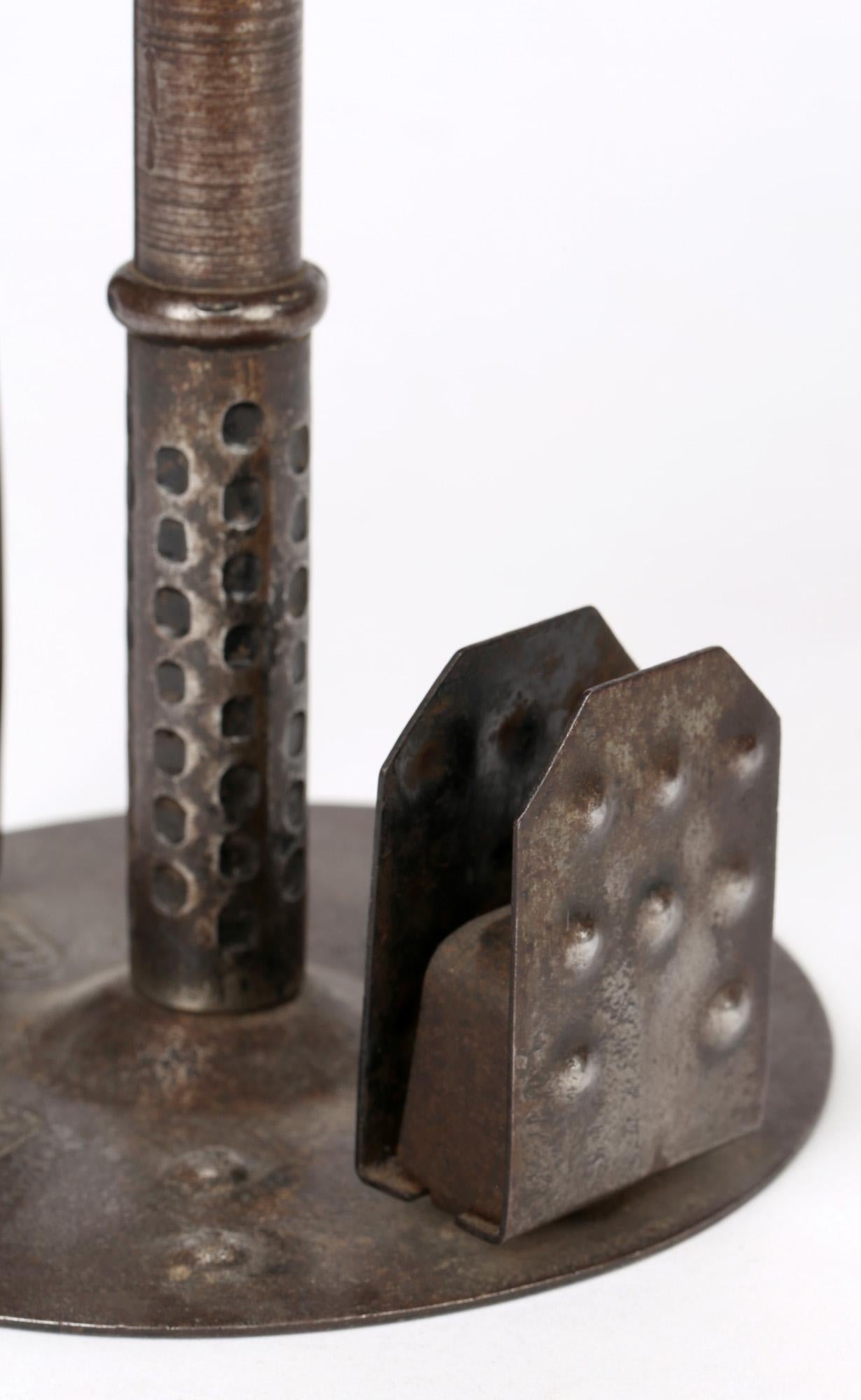 Hugo Berger Goberg German Arts & Crafts Industrial Iron Chamberstick 6