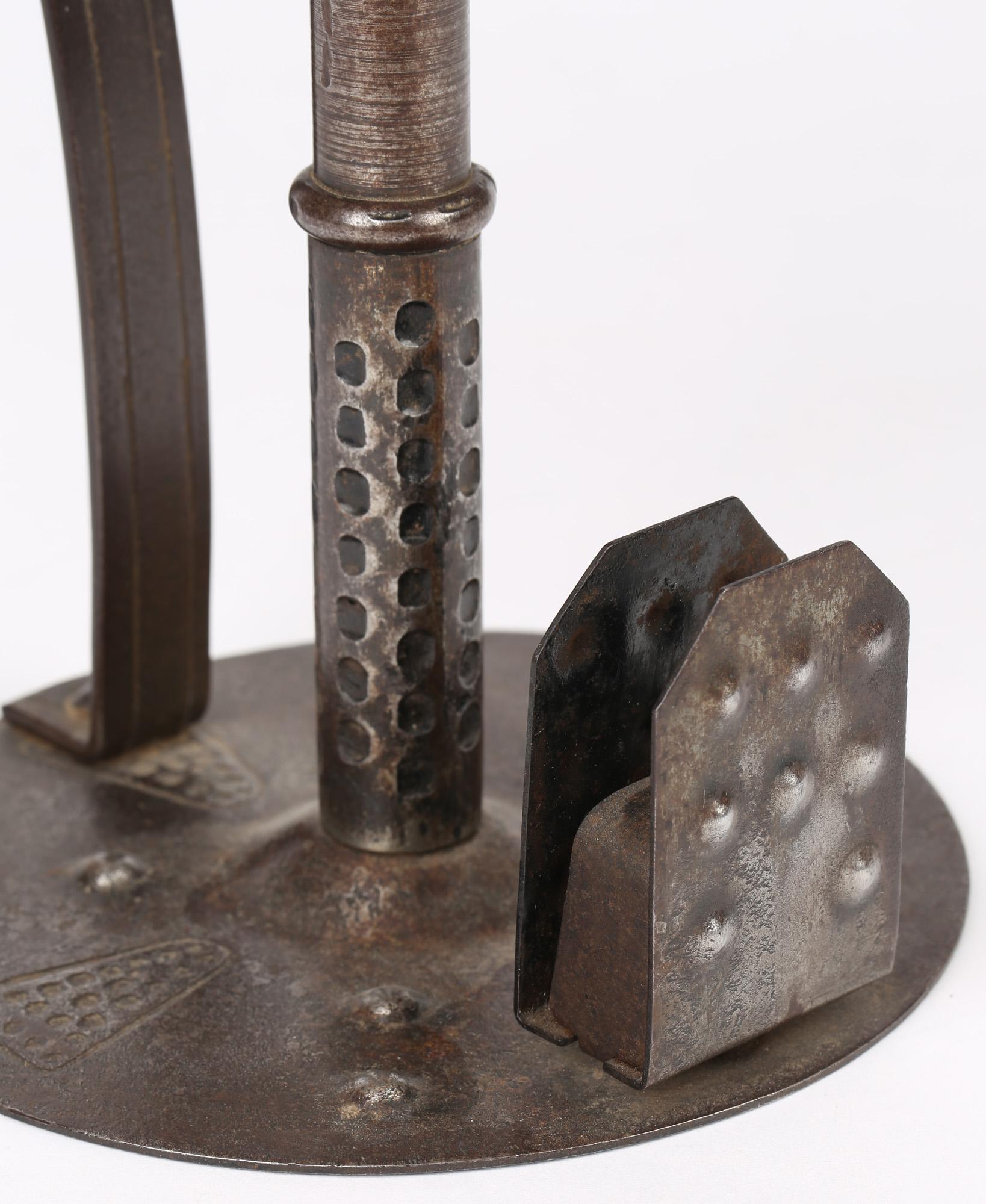 Early 20th Century Hugo Berger Goberg German Arts & Crafts Industrial Iron Chamberstick