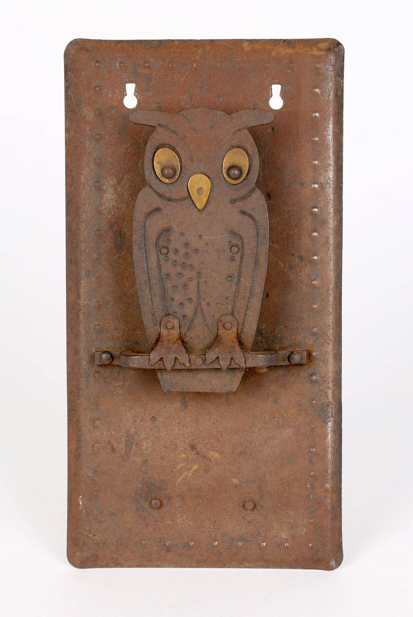 Hugo Berger Goberg German Jugendstil Owl Wall Hanging Match Box Holder For Sale 2
