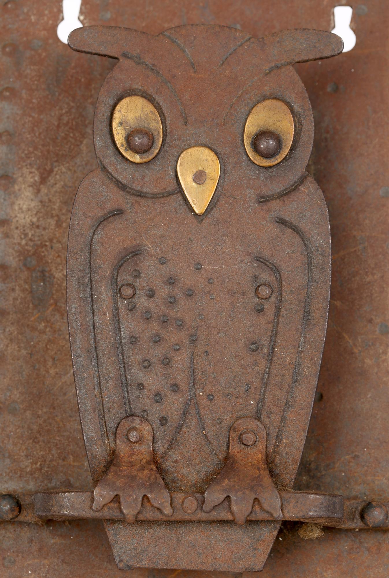 Hand-Crafted Hugo Berger Goberg German Jugendstil Owl Wall Hanging Match Box Holder For Sale