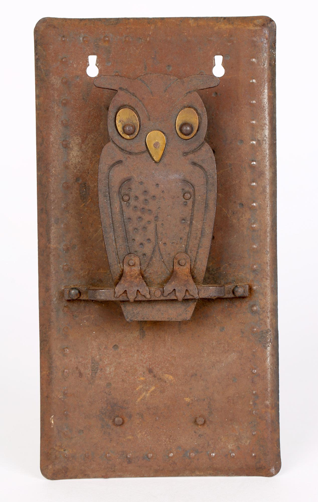 Hugo Berger Goberg German Jugendstil Owl Wall Hanging Match Box Holder In Fair Condition For Sale In Bishop's Stortford, Hertfordshire