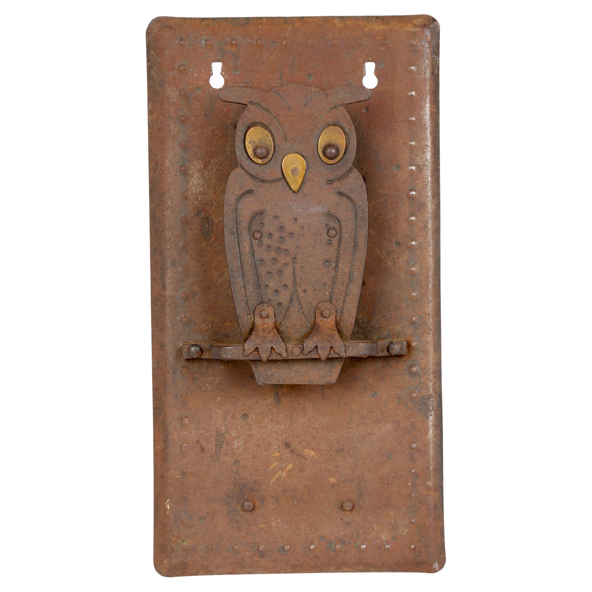 Hugo Berger Goberg German Jugendstil Owl Wall Hanging Match Box Holder For Sale