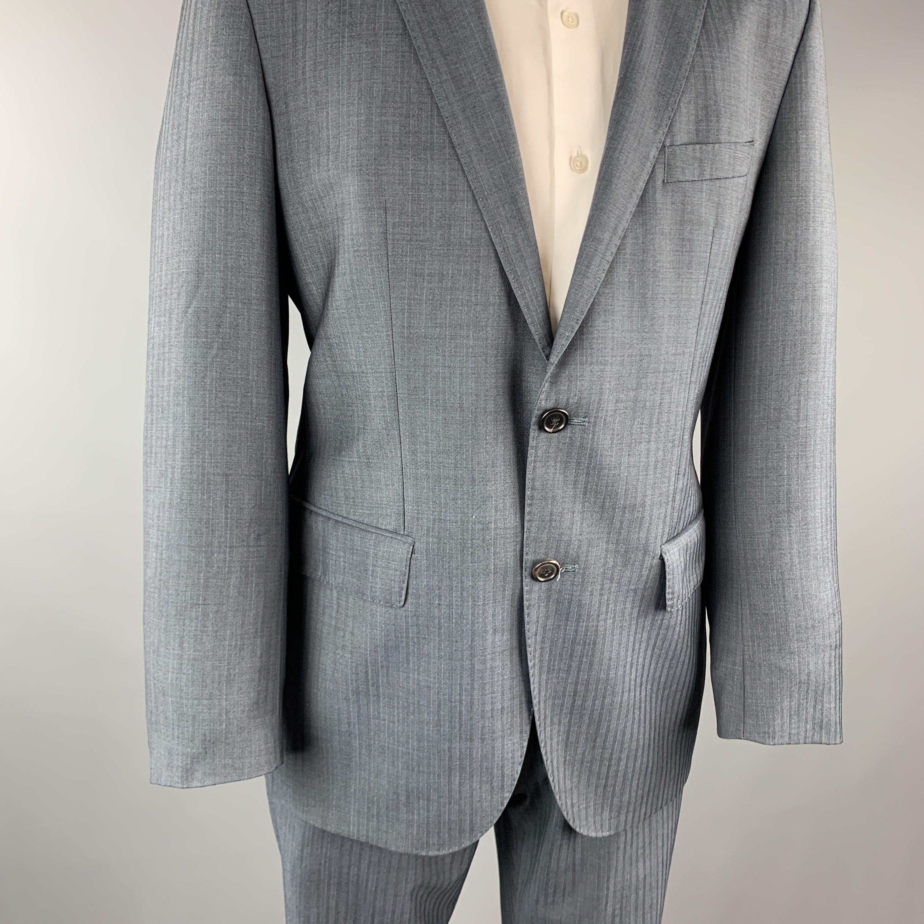 HUGO BOSS 38 Navy Lana Wool Notch Lapel 32 x 30 Suit For Sale 1