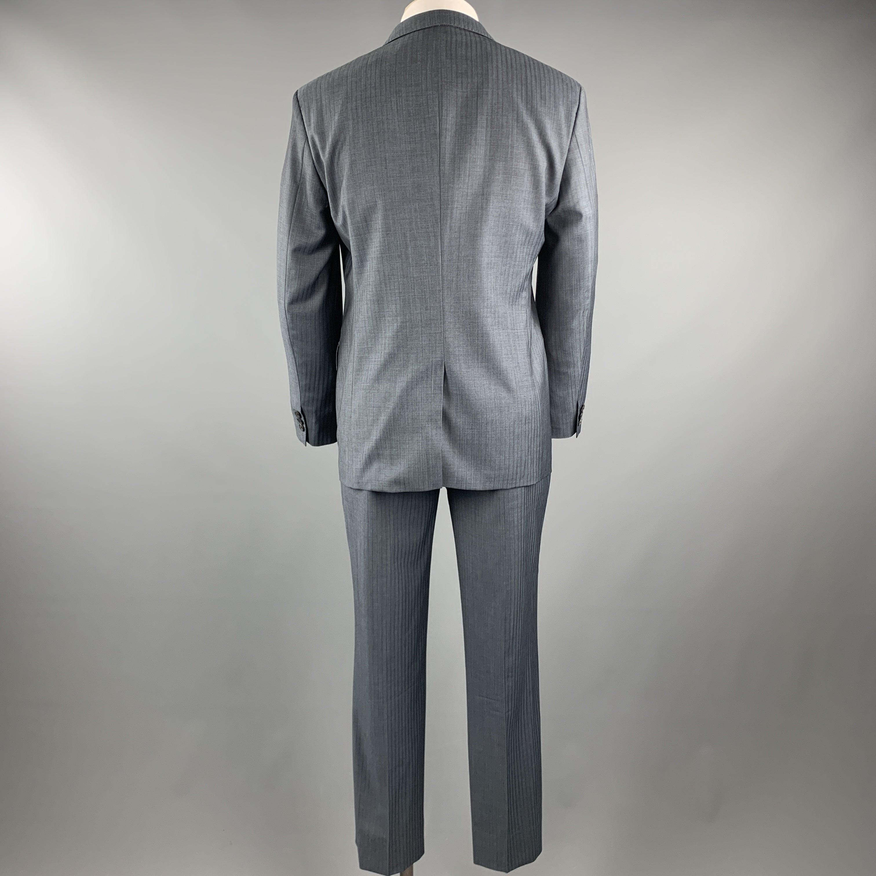 HUGO BOSS 38 Navy Lana Wool Notch Lapel 32 x 30 Suit For Sale 2