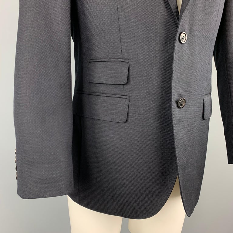 HUGO BOSS 38 Regular Navy Wool Notch Lapel Sport Coat For Sale at
